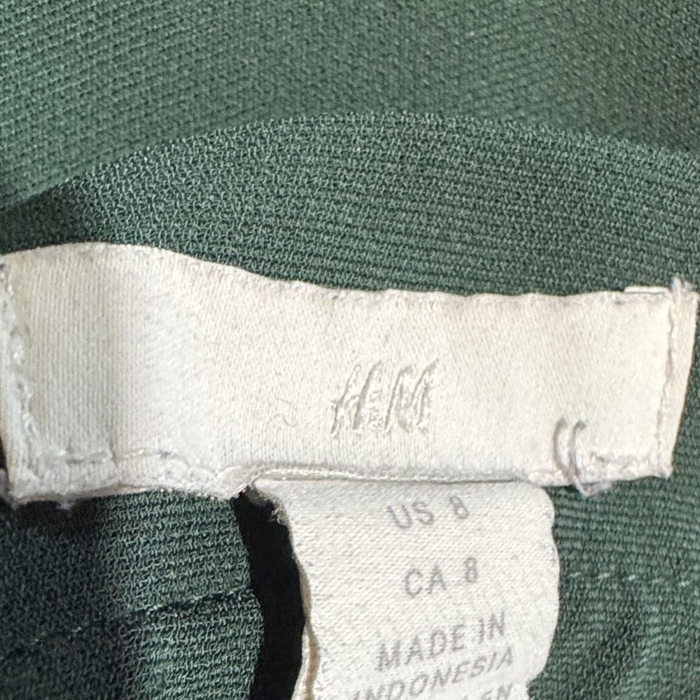 GUC H&M Women's Dark Green Crop Trousers Paper Bag Waist - Picture 7 of 11